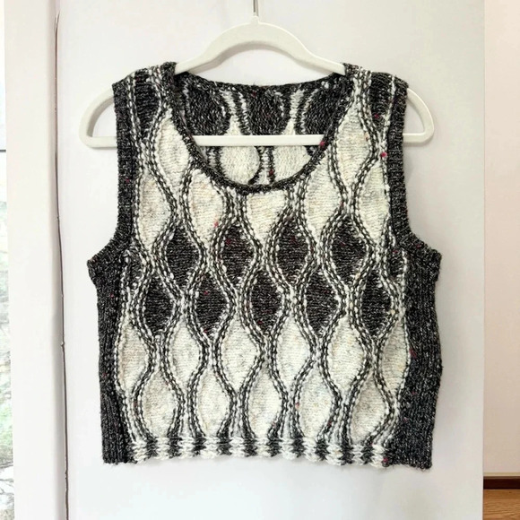 New Free People Knit Sweater Vest White Gray Sample Piece - Picture 1 of 11